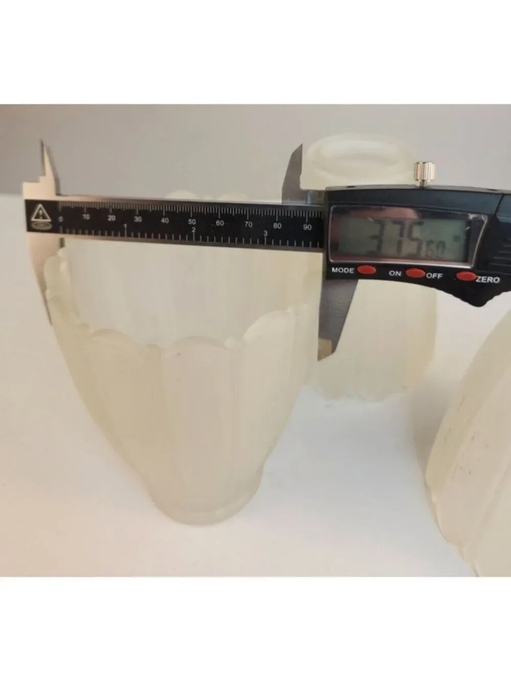 Vintage Frosted Glass Light Shade 4.5 Inch, Scalloped Chandelier Bulb Cover, Ret